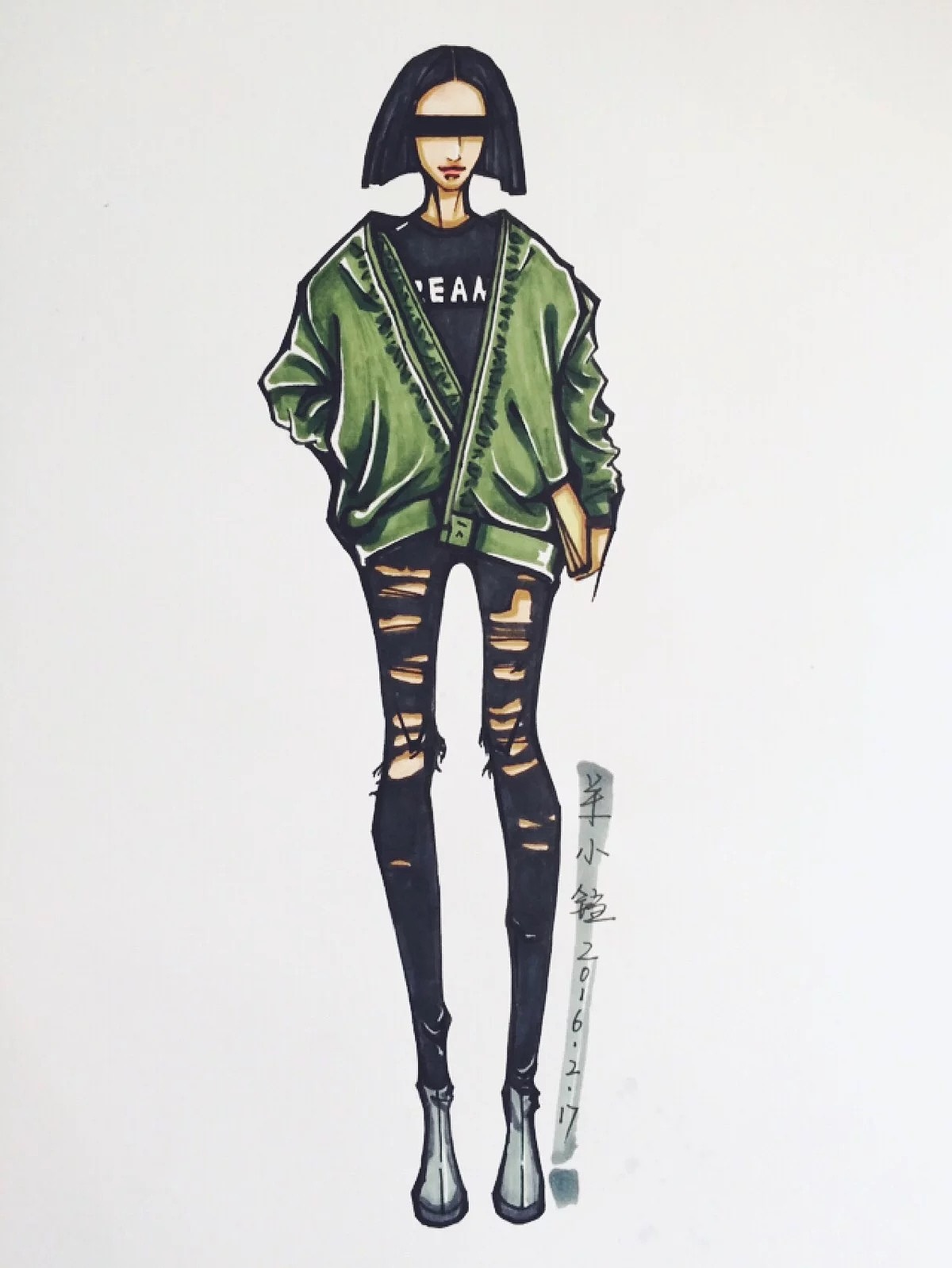 手繪服裝效果圖|服裝|正裝/禮服|羊小鐺 